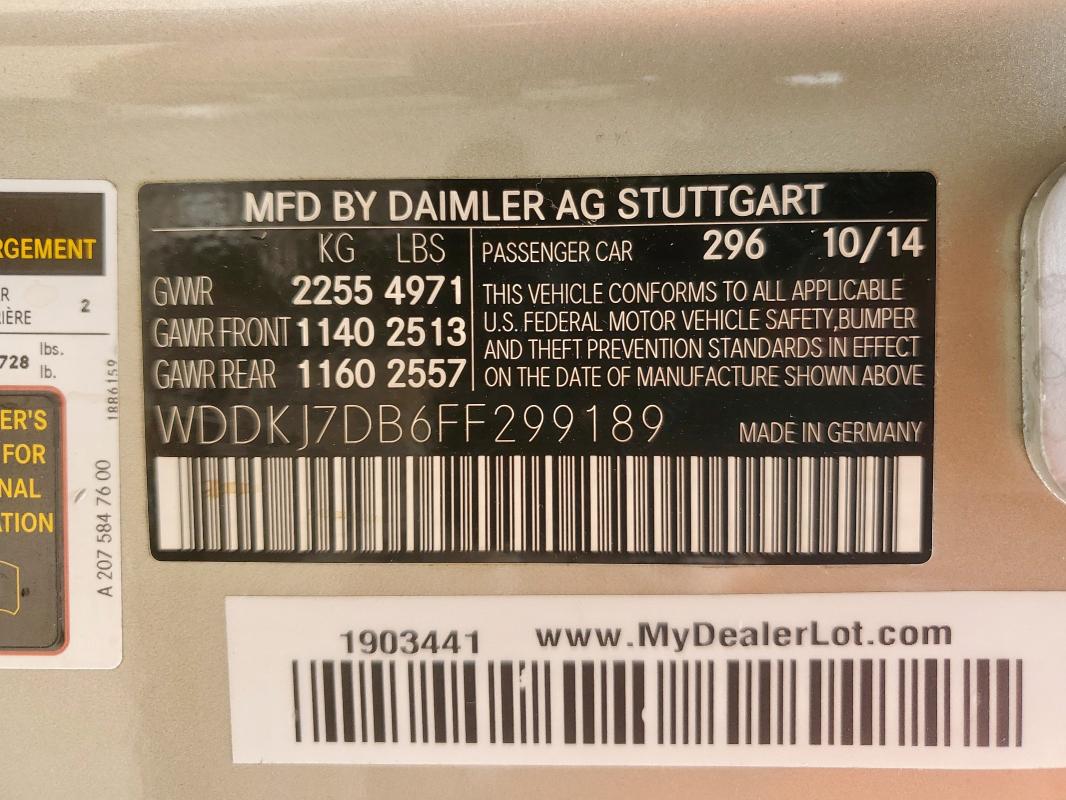 2015 MERCEDES-BENZ E 550 WDDKJ7DB6FF299189