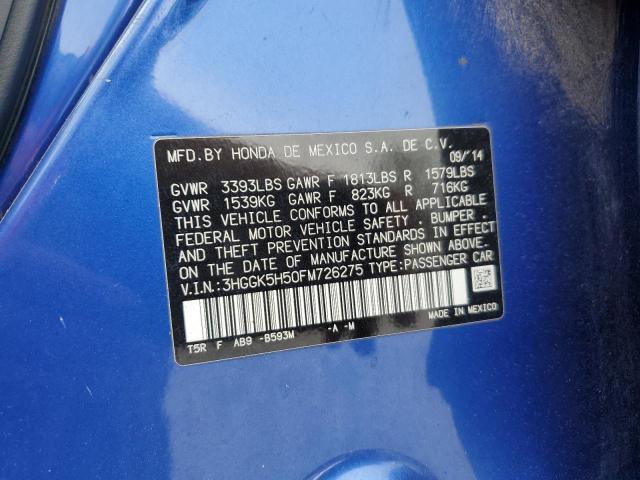 2015 HONDA FIT LX 3HGGK5H50FM726275