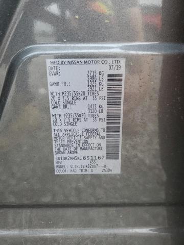2019 NISSAN PATHFINDER - 5N1DR2MM5KC651167