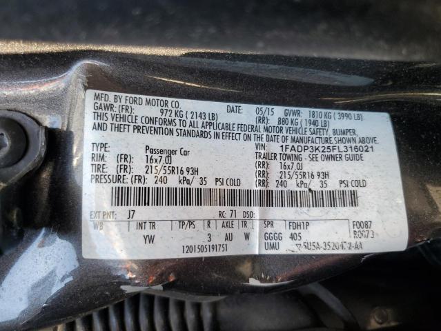 2015 FORD FOCUS SE 1FADP3K25FL316021