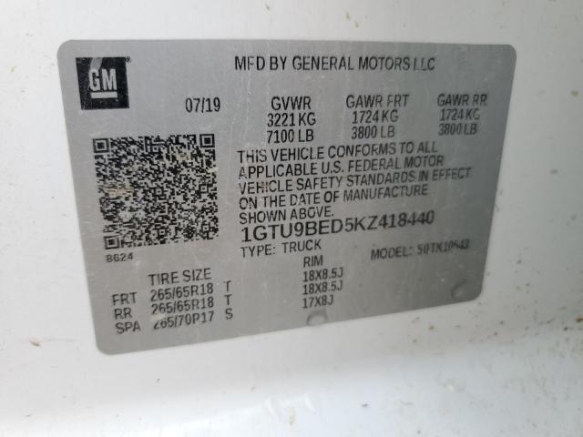 2019 GMC SIERRA K15 - 1GTU9BED5KZ418440