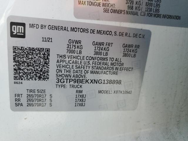 2022 GMC SIERRA LIM 3GTP9BEKXNG138898
