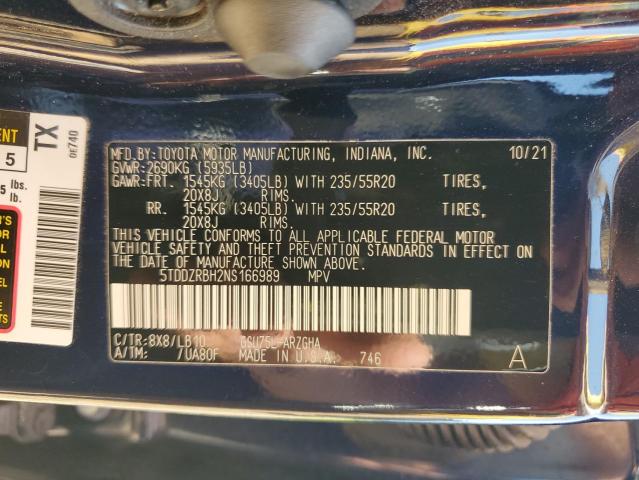 2022 TOYOTA HIGHLANDER - 5TDDZRBH2NS166989