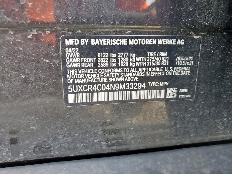 2022 BMW X5 SDRIVE 5UXCR4C04N9M33294