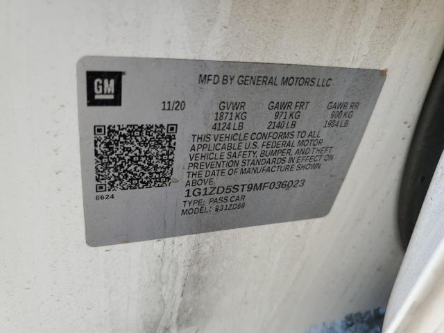 1g1zd5st9mf036023 - 2021 Chevrolet malibu lt - #60956685
