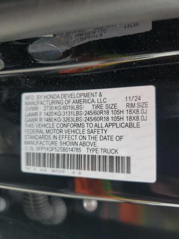 2025 HONDA RIDGELINE 5FPYK3F52SB014785