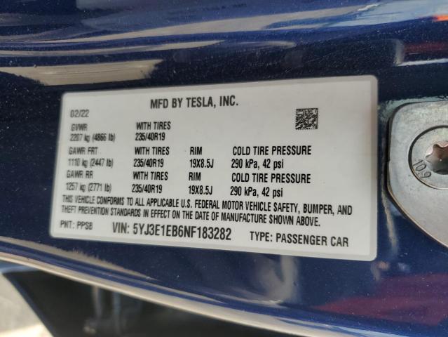 2022 TESLA MODEL 3 - 5YJ3E1EB6NF183282