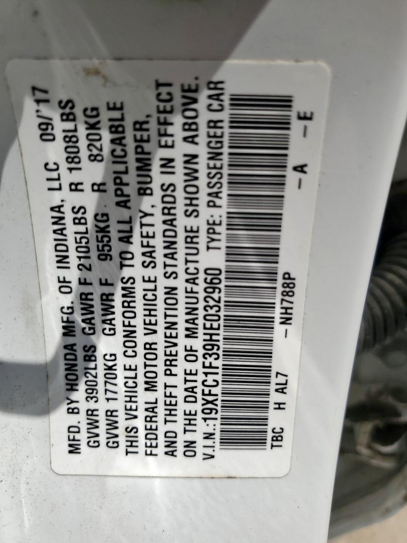 2017 HONDA CIVIC EX 19XFC1F39HE032960