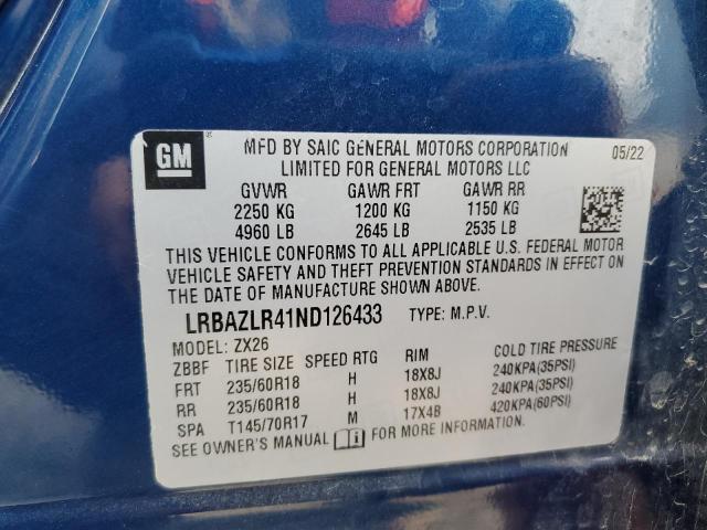 2022 BUICK ENVISION P LRBAZLR41ND126433