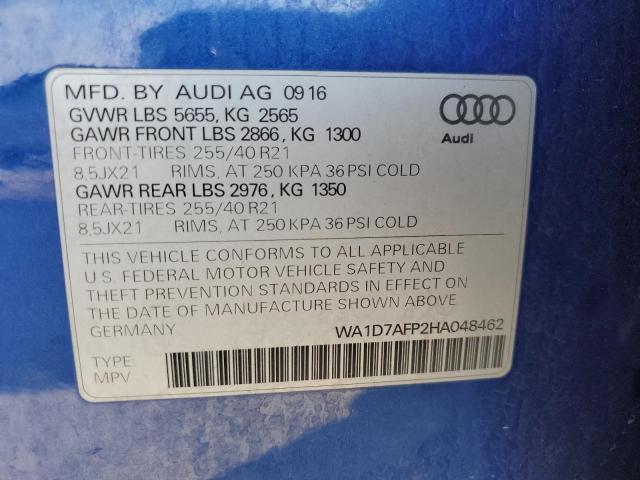 2017 AUDI Q5 PREMIUM WA1D7AFP2HA048462
