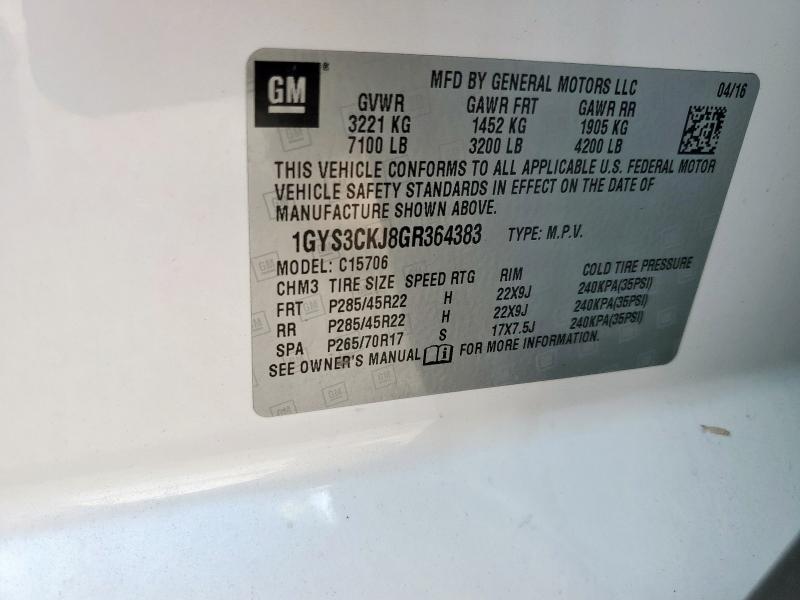 2016 CADILLAC ESCALADE P 1GYS3CKJ8GR364383