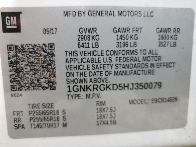 2017 CHEVROLET TRAVERSE L 1GNKRGKD5HJ350079