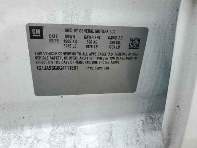 2016 CHEVROLET SONIC LS 1G1JA5SG0G4111801