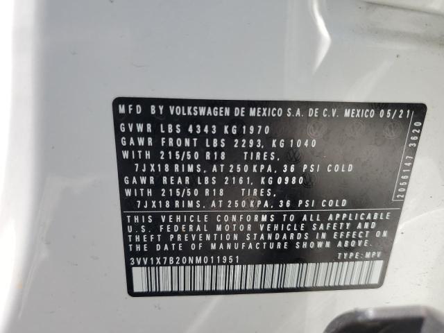 2022 VOLKSWAGEN TAOS SEL 3VV1X7B20NM011951