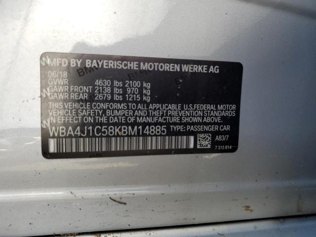 2019 BMW 430I GRAN WBA4J1C58KBM14885