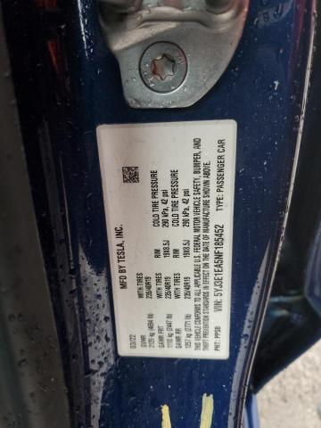 2022 TESLA MODEL 3 5YJ3E1EA5NF185452