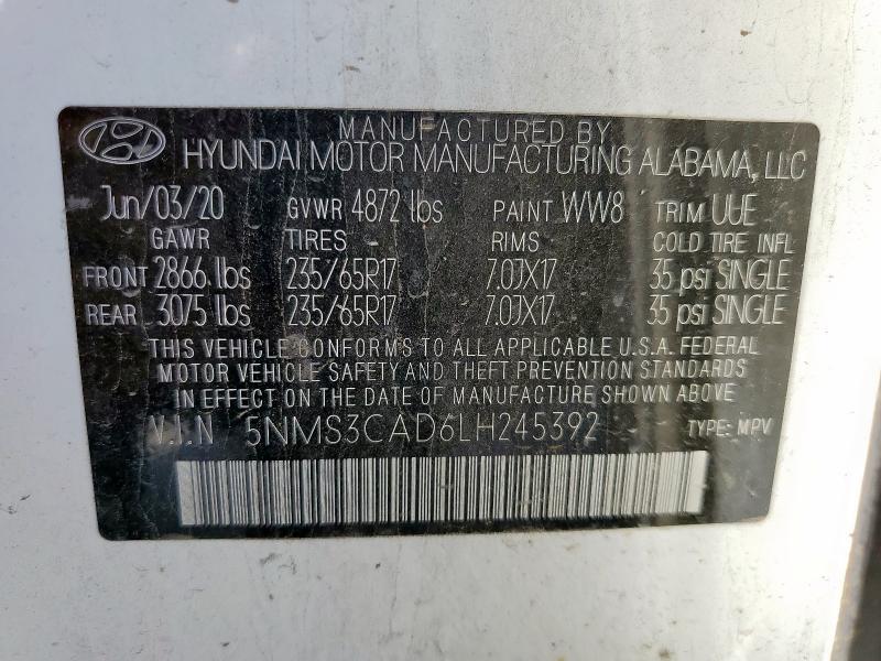 2020 HYUNDAI SANTA FE S 5NMS3CAD6LH245392