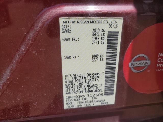 2016 NISSAN LEAF SV 1N4BZ0CPXGC312509