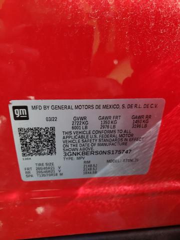 2022 CHEVROLET BLAZER RS 3GNKBERS0NS175747