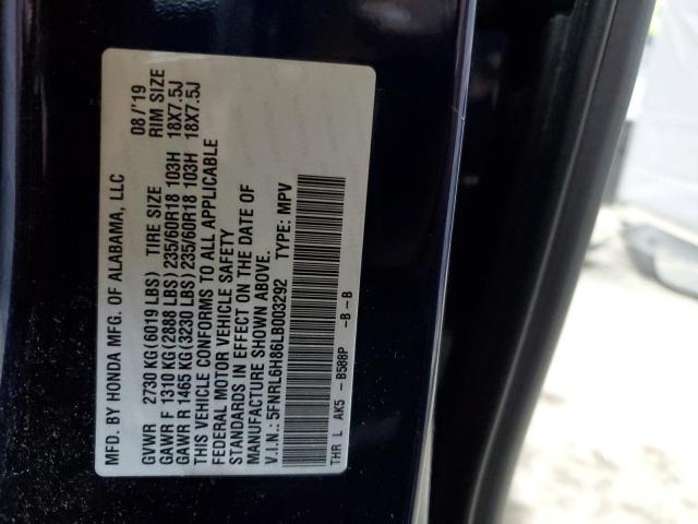 2020 HONDA ODYSSEY TO 5FNRL6H86LB003292