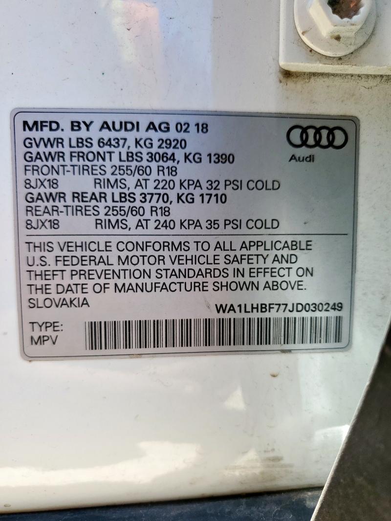 2018 AUDI Q7 PREMIUM WA1LHBF77JD030249