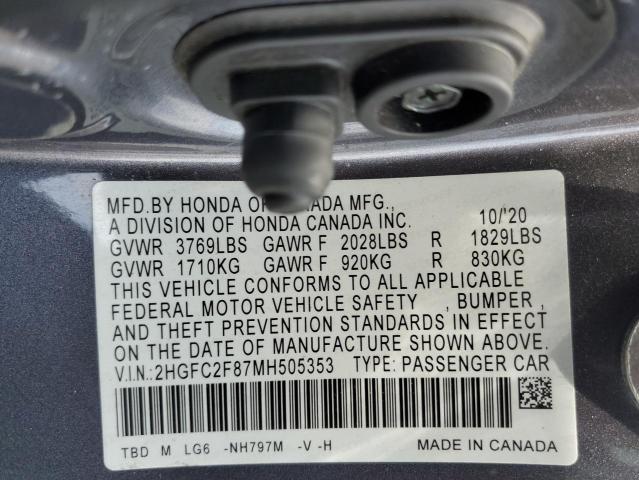 2021 HONDA CIVIC SPOR - 2HGFC2F87MH505353