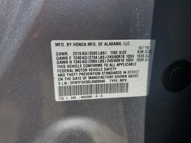 2020 HONDA PILOT EX 5FNYF5H30LB009946