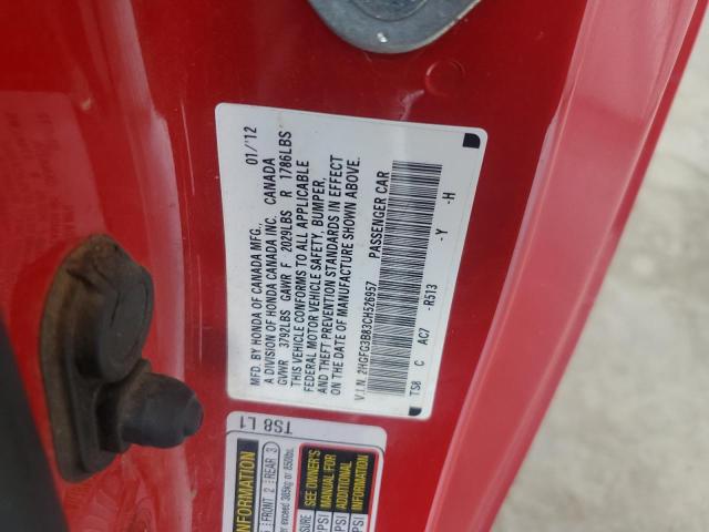 2012 HONDA CIVIC EX - 2HGFG3B83CH526957