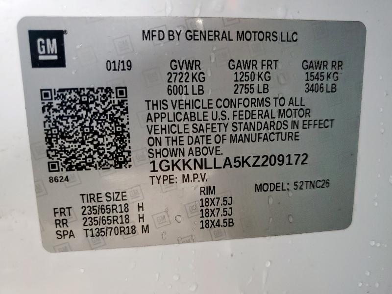 2019 GMC ACADIA SLE 1GKKNLLA5KZ209172