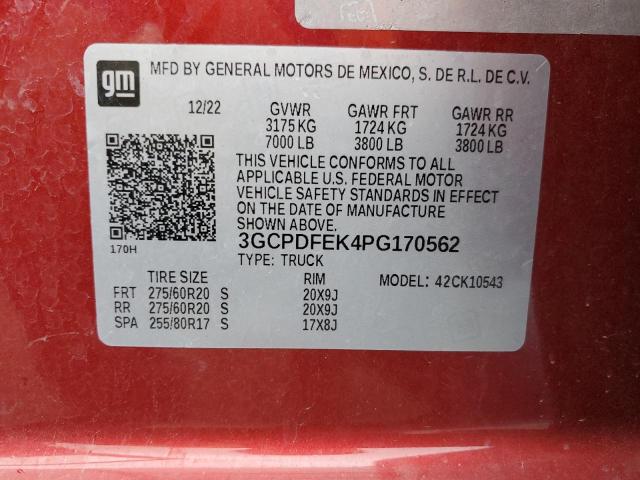 2023 CHEVROLET SILVERADO - 3GCPDFEK4PG170562