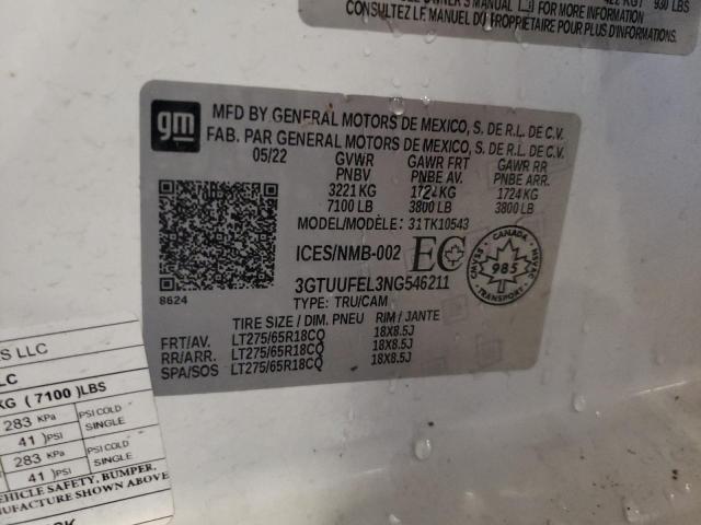 2022 GMC SIERRA K15 3GTUUFEL3NG546211
