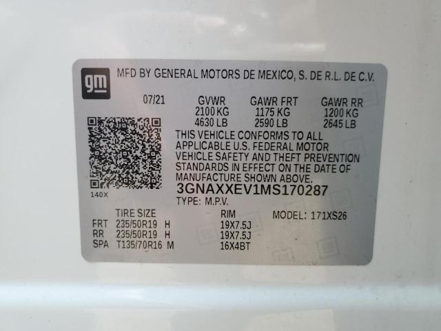 2021 CHEVROLET EQUINOX PR 3GNAXXEV1MS170287