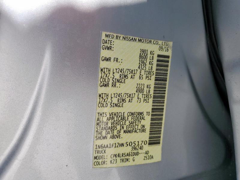 2017 NISSAN TITAN XD S 1N6AA1F12HN505170