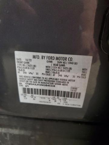 2022 FORD EXPLORER T 1FMSK8JH3NGB45338