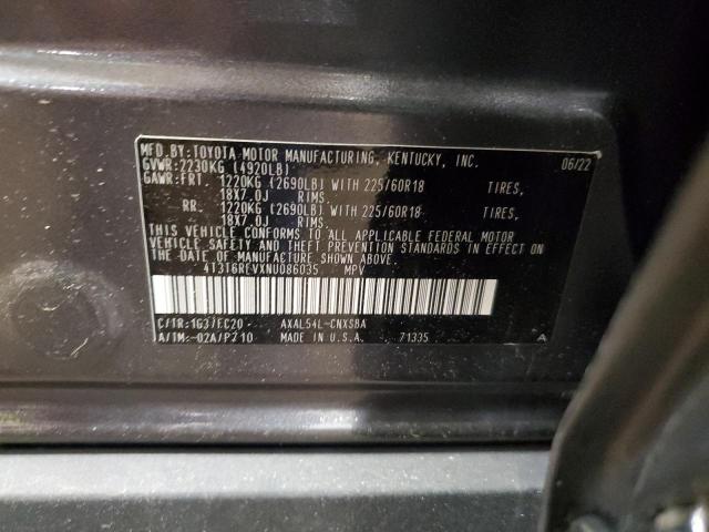 2022 TOYOTA RAV4 SE 4T3T6RFVXNU086035