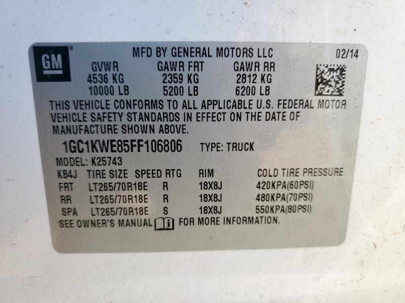 2015 CHEVROLET SILVERADO - 1GC1KWE85FF106806