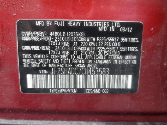 2012 SUBARU FORESTER 2 - JF2SHADC7CH453583