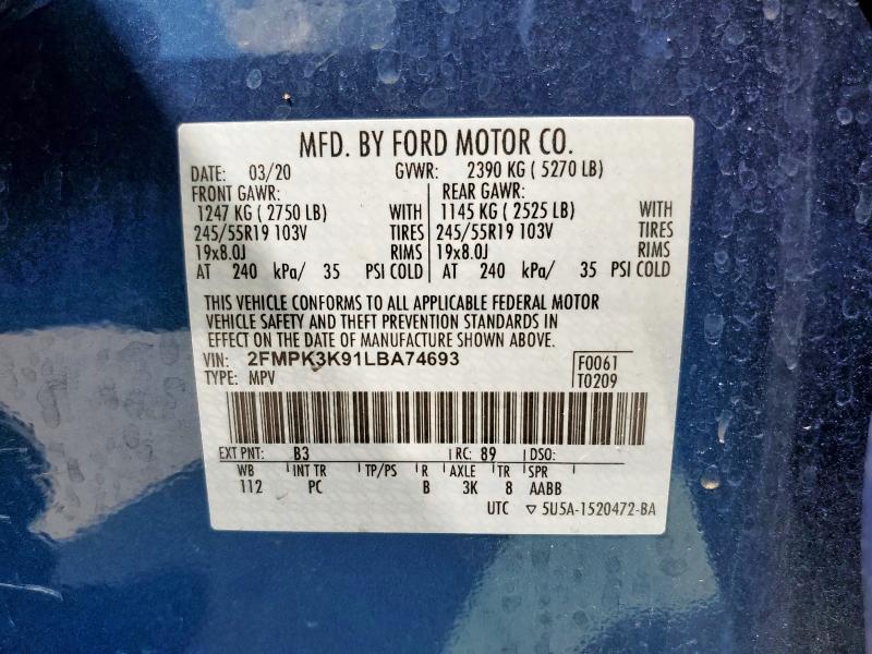 2020 FORD EDGE TITAN - 2FMPK3K91LBA74693
