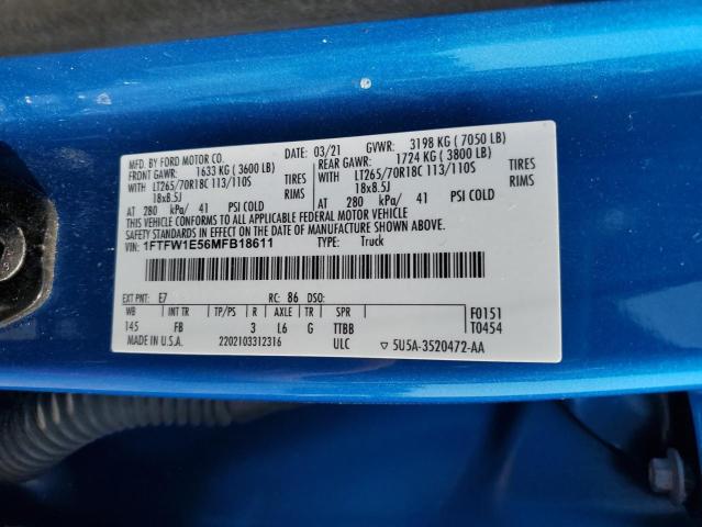 2021 FORD F150 SUPER - 1FTFW1E56MFB18611
