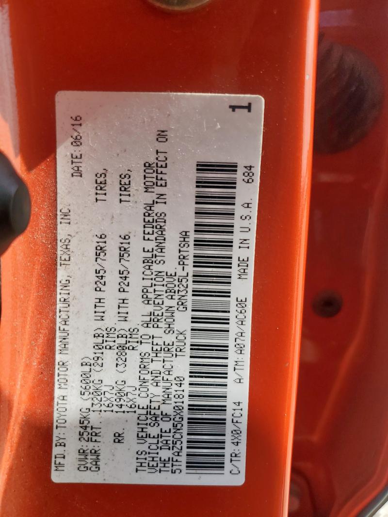 2016 TOYOTA TACOMA DOU - 5TFAZ5CN5GX018140
