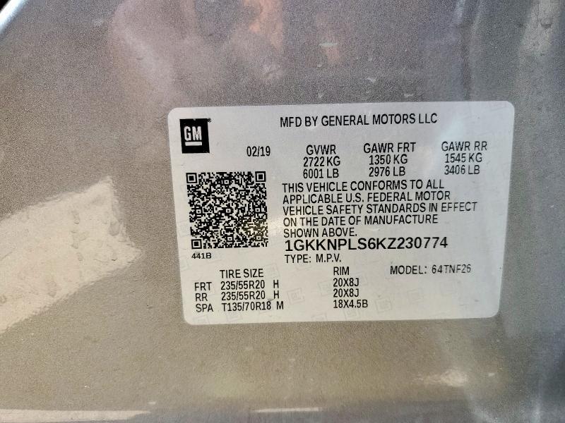 2019 GMC ACADIA DEN 1GKKNPLS6KZ230774