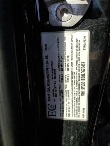2020 TESLA MODEL 3 5YJ3E1EB0LF670457