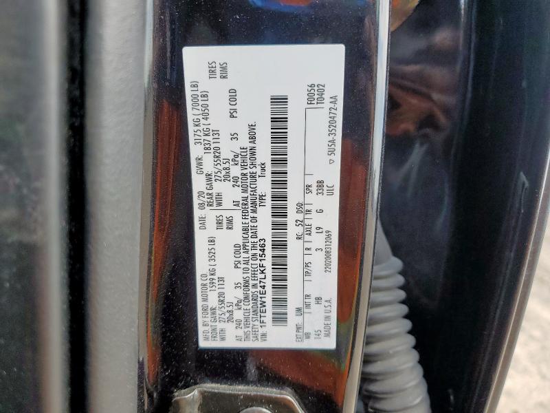 2020 FORD F150 SUPER - 1FTEW1E47LKF15463