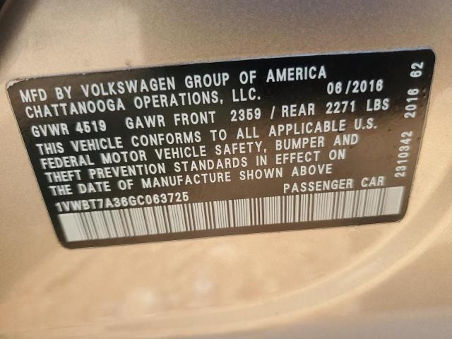 2016 VOLKSWAGEN PASSAT SE - 1VWBT7A36GC063725