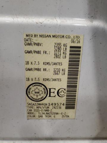 2016 NISSAN MURANO S 5N1AZ2MH4GN149574