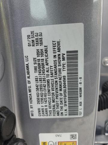 2020 HONDA PILOT EXL - 5FNYF6H56LB044949