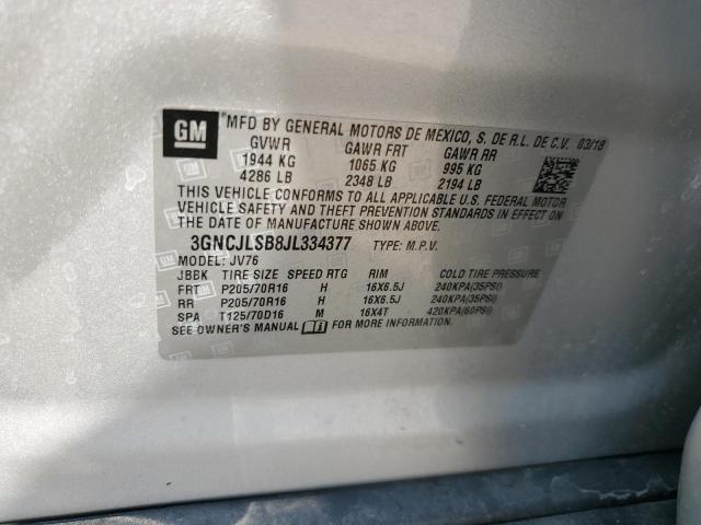 2018 CHEVROLET TRAX 1LT 3GNCJLSB8JL334377