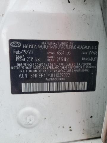 2020 HYUNDAI SONATA SEL 5NPEF4JA1LH039092
