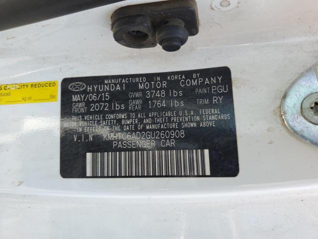 2016 HYUNDAI VELOSTER KMHTC6AD2GU260908