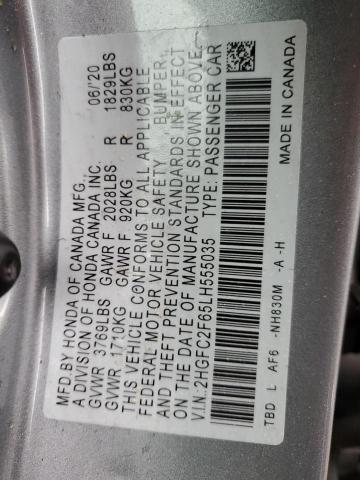 2020 HONDA CIVIC LX 2HGFC2F65LH555035